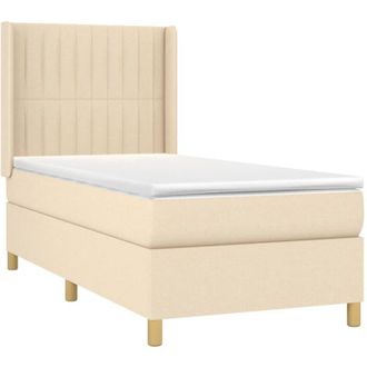 vidaXL Vidaxl - Cama Box Spring Colch&oacute;n Y Luces Led Tela Crema 100x200 Cm
