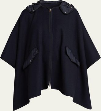 Moncler Hooded Zip-Front Cape