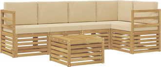 vidaXL Conjunto De Sof&aacute;s De Exterior 6 Uds. Y Beige Poli&eacute;ster Vidaxl