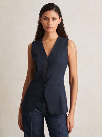 Paige Paige Womens Dark Blue Button-Through Vest, Size: 12