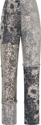 Maison Margiela Womens Trousers Patchwork Sequined Multicolour Silk Straight