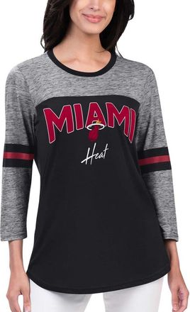 G-III 4Her by Carl Banks Womens G-III 4Her by Carl Banks Black Miami Heat Play the Game 3/4-Sleeve T-Shirt at Nordstrom, Size Medium