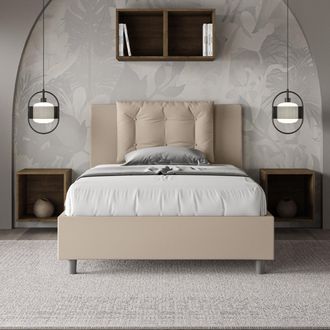Itamoby Itamoby - Letto Una Piazza E Mezza Contenitore Imbottito 120x200 Similpelle Tortora Annalisa
