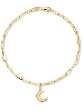 Devata Crescent Moon Charm with Paperclip Chain Bracelet in 14K Gold, 7.5 in Yellow Gold at Nordstrom