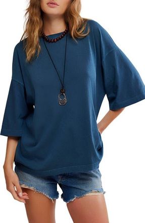Free People WTF Perfect Oversize Cotton T-Shirt in Varsity Navy at Nordstrom, Size X-Small