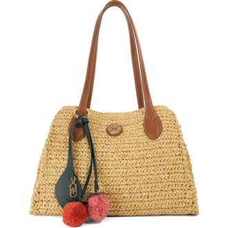 Dune London Devotedly Raffia Satchel in Natural at Nordstrom