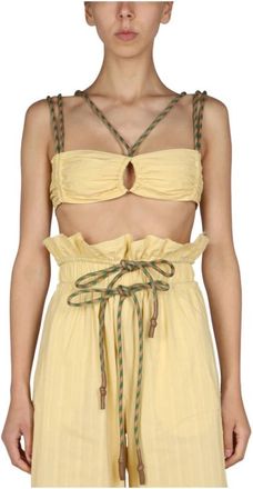 Miista Mouwloze tops - Dames - Tops zonder mouwen - Geel - M - Katoen - Tops