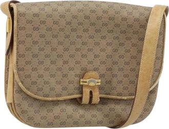 Gucci Pre-owned Vintage Kleine GG Canvas Schoudertas - Dames - Vintage Schoudertas - Beige - ONE Size - Leer - Vintage