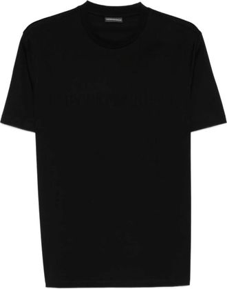 Emporio Armani Jersey T-shirt met intarsia-logo - Heren - T-shirts - Zwart - XL - Katoen - Tops