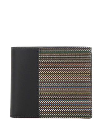 Paul Smith striped leather billfold wallet - men - Leather/Canvas - One Size - Black