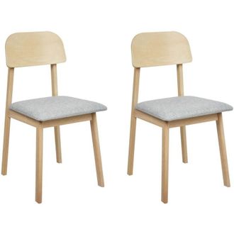 Beliani Set di 2 sedie da pranzo con seduta in tessuto Grigio Chiaro e struttura in legno chiaro Scandia
