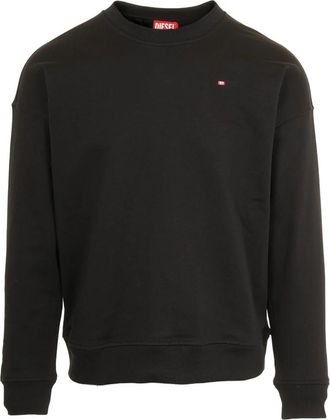 Diesel Zwarte Trui met Microdiv Logo - Heren - Sweatshirts - Zwart - S - Hoodies & sweatvesten