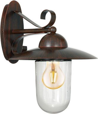 Loops IP44 Outdoor Wall Light Antique Brown Steel Fisherman Lamp 1 x 60W E27 Bulb