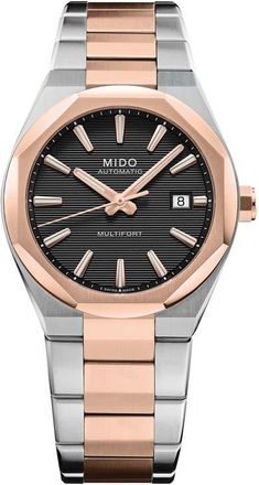 Mido Multifort 8 One Crown Automatic Two-Tone Bracelet Watch, 40mm in Black at Nordstrom