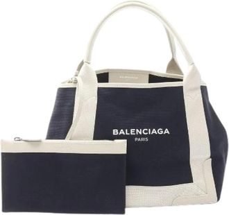 Balenciaga Pre-owned Tote Bags, female, Blue, Size: ONE SIZE Pre-owned Navy Cabas S Tote Bag