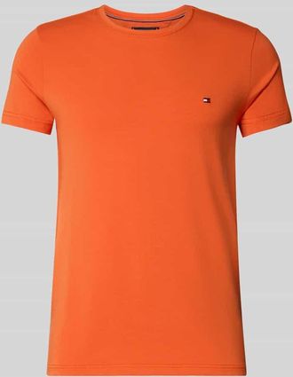 Tommy Hilfiger Slim Fit T-Shirt aus Baumwoll-Mix in Orange, Gr&ouml;&szlig;e XXL