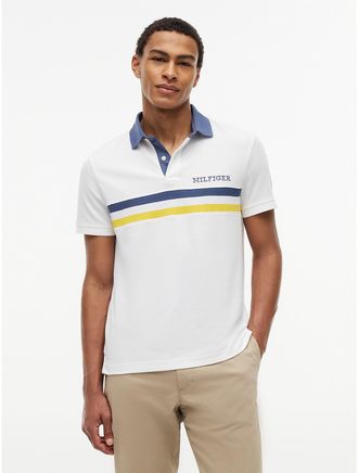 Tommy Hilfiger Mens Regular Fit Hilfiger Logo Wicking Polo - White - XXXL
