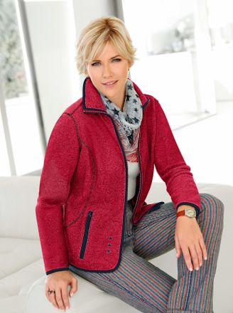 Casual Looks Fleecejacke CASUAL LOOKS, Damen, Gr. 36, rot, 100% Polyester, gemustert, unifarben, Jacken Fleecejacke