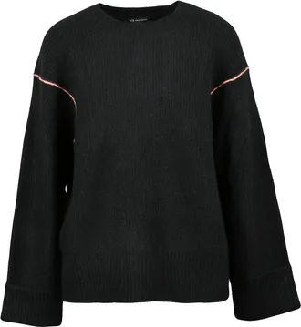 A|X Armani Exchange Ribbed Knit Sweater with Contrasting Stitching