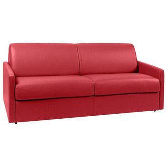 Vente-Unique Vente-unique - Divano letto a ribalta 4 posti in similpelle calife - Rosso - Letto 160 cm - Spessore 14 cm