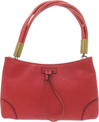 Gucci Red Color Leather Tote Bag (Pre-Owned)