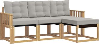 vidaXL Conjunto De Sof&aacute;s De Exterior 4 Uds. Blanco Y Gris Claro Vidaxl