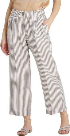 Le Tricot Perugia Leather Broeken - Dames - Wijde Broeken - Wit - L - Linnen - Broeken