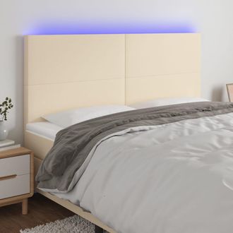vidaXL Cabecero Con Luces Led Tela Crema 200x5x118/128 Cm Vidaxl