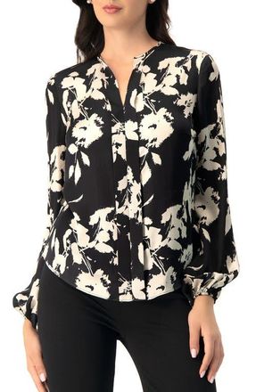 Ivonne Double front Placket Satin Shirt in Black at Nordstrom, Size 12