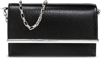 Alexander McQueen Leren clutch T-Bar Mini - Dames - Clutches - Zwart - ONE Size - Tassen
