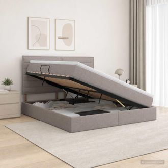 vidaXL Vidaxl Letto Con Contenitore E Materasso Tortora 140 X 200 Cm Tessuto