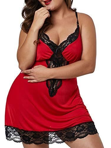 Feoya Femmes Sexy Lingerie Babydoll Grande Taille Nuisette en