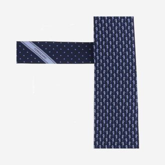 Ferragamo Mens Silk Tie Navy Ties & Bow