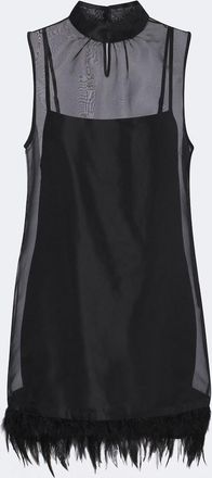 Staud Albee feather-trimmed silk minidress