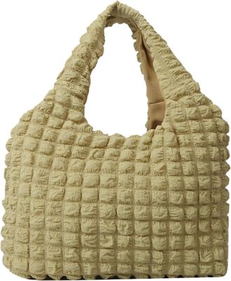 Generic Womens Plush Bags Handbag Pleated Cloud Bag Female Candy Color Large Capacity Shoulder Handbags Shopping Girls Pouch Tote Bolsas(Yellow)