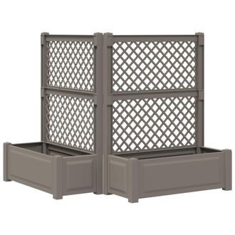 vidaXL Maceta Grande Con Trellis 2 Pcs Gris 143 X 143 X 133,5 Cm Pp Vidaxl