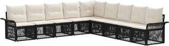 vidaXL Conjunto De Sof&aacute;s De Jard&iacute;n 9 Uds. Negro Rat&aacute;n Sint&eacute;tico Vidaxl