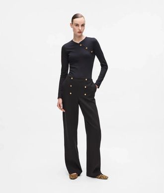 Karl Lagerfeld DNA tailored pants - Dames - Wijde Broeken - Zwart - M - Leer - Broeken