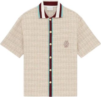 Dr&ocirc;le de Monsieur Chemise En Tweed D Miroir - Heren - Korte mouwen Overhemden - Beige - M - Tweed - Overhemden