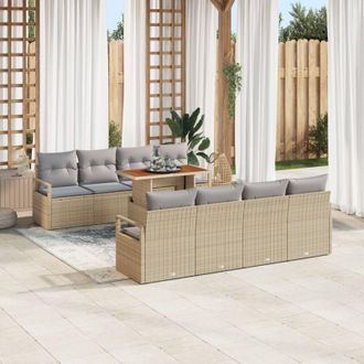 vidaXL Vidaxl - Conjunto De Sof&aacute; De Jard&iacute;n 9 Pcs Beige, Gris 100 X 55 X 73 Cm