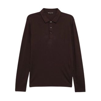 Michael Kors Katoenen Polo met Lange Mouwen - Heren - Tops - Bruin - Maat: L Katoen
