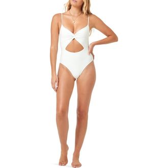 L*Space Kyslee Twisted Cutout One-Piece Swimsuit in Cream at Nordstrom Rack, Size Large