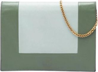 Celine Pre-owned Frame Crossbody - Dames - Vintage Clutch - Groen - ONE Size - Leer - Vintage