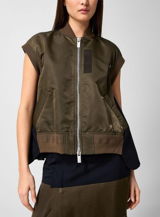 sacai Womens Flowy back sleeveless bomber jacket