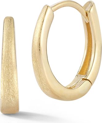 Ember Fine Jewelry 14K Gold Satin Oval Huggies