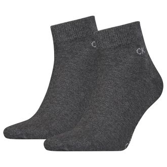 Calvin Klein mens Casual Flat Knit Cotton Mens Quarter Socks 2 pack Quarter, dark grey melange, 39/42
