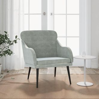 vidaXL Sill&oacute;n De Terciopelo Gris Claro 63x76x80 Cm Vidaxl