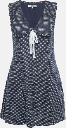 Reformation Blue Polka Dots Print Linen Sleeveless Mini Dress