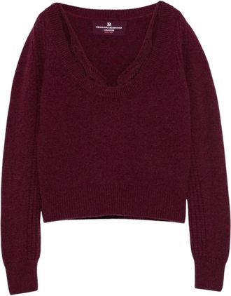 Ermanno Scervino Trui met V-hals - Dames - Ronde hals truien - Rood - L - Polyester - Truien & Vesten