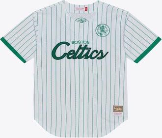 Mitchell & Ness Mens Mitchell & Ness White Boston Celtics Head Coach Pinstripe Mesh Full-Button Baseball Jersey at Nordstrom, Size Xx-Large